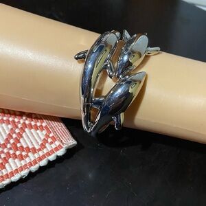 L23: Wide 3 Dolphin hinged bangle - high polished- very thick & easy to put on